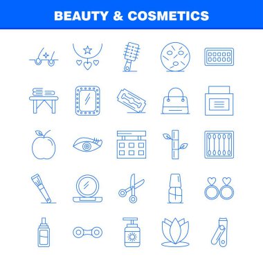 Güzellik ve kozmetik satırı Icons Set Infographics, mobil Ux/UI için Kit ve baskı tasarımı. Şunları içerir: Güzellik, tomurcukları, pamuk, makyaj, kadın, kozmetik, güzellik, aşk, Icon Set - vektör