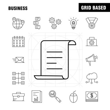 Web, baskı ve mobil Ux/UI için iş hattı simge seti. Örneğin: iş, saat, saat, zamanlayıcı, dosya, iş, iş, belge, piktogram paketi. -Vektör