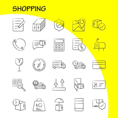 Web, baskı ve mobil Ux/UI için elle çizilmiş simgesi alışveriş Kit. Gibi: şişe, sağlık, sevkiyat, teslimat, dünya, ulaşım, harita, teslimat, piktogram paketi. -Vektör