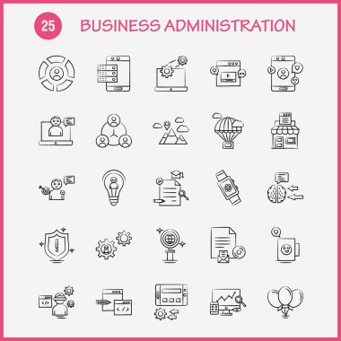 İşletme el çekilmiş Icons Set için Infographics, mobil Ux/UI Kit ve baskı tasarımı. Şunları içerir: Beyin, zihin, ayar, dişli, kabı, kimyasal, belge, dişli, koleksiyon Modern Infographic Logo ve piktogram. -Vektör