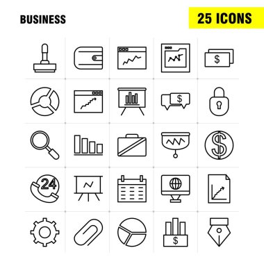 İş hattı Icons Set için Infographics, mobil Ux/UI Kit ve baskı tasarımı. Şunları içerir: Vektör, grafik, çizgiler, eğitim, kahve, çay, yemek, yemek, koleksiyon Modern Infographic Logo ve piktogram. -Vektör