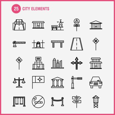 Şehir öğeleri satır Icons Set Infographics, mobil Ux/UI için Kit ve baskı tasarımı. Şunları içerir: Sessiz hoparlör, ses, sessiz, hoparlör, hoparlör, ses, medya, Eps 10 - vektör