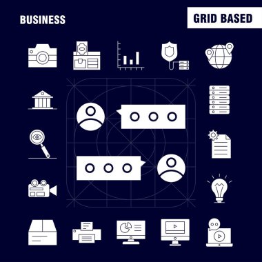Web, baskı ve mobil Ux/UI için iş sağlam glif simge seti. Örneğin: iş, para, Online, ödeme, dosya, iş, ofis, iş, piktogram paketi. -Vektör
