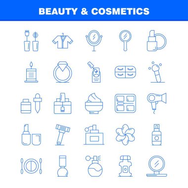 Güzellik ve kozmetik satırı Icons Set Infographics, mobil Ux/UI için Kit ve baskı tasarımı. Şunları içerir: Yüz, Vakfı, sıvı, makyaj, güzellik, fırça, makyaj, güzellik, Icon Set - vektör