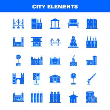 Şehir öğeleri katı glif Icons Set için Infographics, mobil Ux/UI Kit ve baskı tasarımı. Şunları içerir: Araba, araç, seyahat, ulaşım, Çeşme, su duş, şehir, Eps 10 - vektör