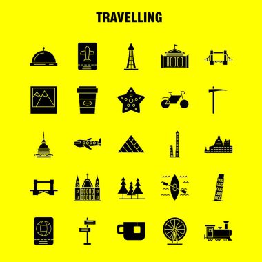 Katı glif simgeler seyahat ayarlamak için Infographics, mobil Ux/UI Kit ve baskı tasarımı. Şunları içerir: Küre, Internet, dünya, iletişim, bulutlar, hava, gökyüzü, fırtına, Eps 10 - vektör