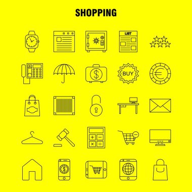 Web, baskı ve mobil Ux/UI için satırı simgesi alışveriş Kit. Gibi: Noel, parti, yıldız, kış, kilidi, kilit, güvenli, güvenlik, piktogram paketi. -Vektör