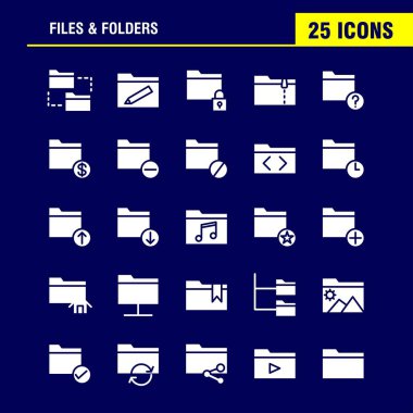 Dosya ve klasörleri katı glif Icon Pack için tasarımcılar ve geliştiriciler. Klasör, kalem, yazmak, Bağlan, klasör, ağ, dosya, Düzenle, simgelerin vektör