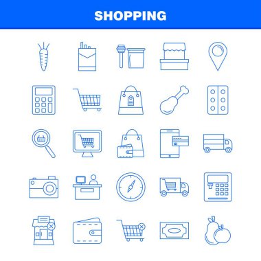 Web, baskı ve mobil Ux/UI için satırı simgesi alışveriş Kit. Gibi: bina, Alışveriş Merkezi, alışveriş, Alışveriş Merkezi, alışveriş sepeti, ticaret, piktogram paketi. -Vektör