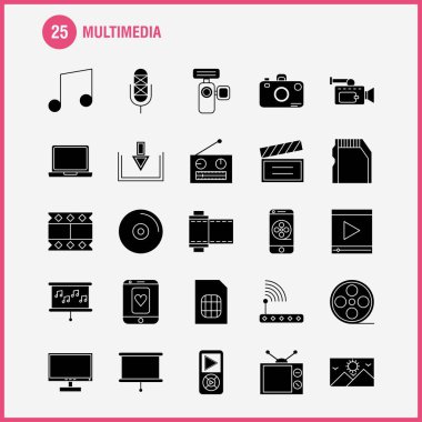 Restoran katı glif Icons Set için Infographics, mobil Ux/UI Kit ve baskı tasarımı. Şunları içerir: Topuz, yemek, yemek, Kahvaltı, Avogadro, gıda, meyve, yemek, Eps 10 - vektör