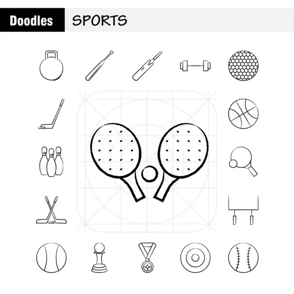 インフォ グラフィック モバイル のための手描きアイコン セットのスポーツ キットや印刷デザイン 以下のホイール スポーツ旗 Eps ベクトル — ストックベクタ