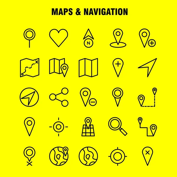 Mapas Linha Navegação Icon Pack Para Designers Desenvolvedores Ícones Gps — Vetor de Stock