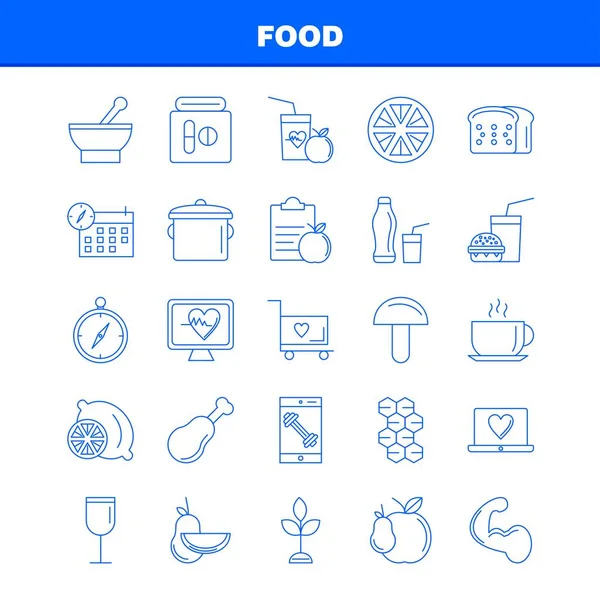 Food Line Icon Para Web Print Mobile Kit Tais Como — Vetor de Stock