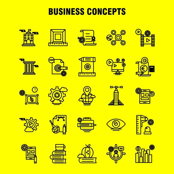 Business Concepts Line Icons Set Infografica Mobile Kit Print Design — Vettoriale Stock