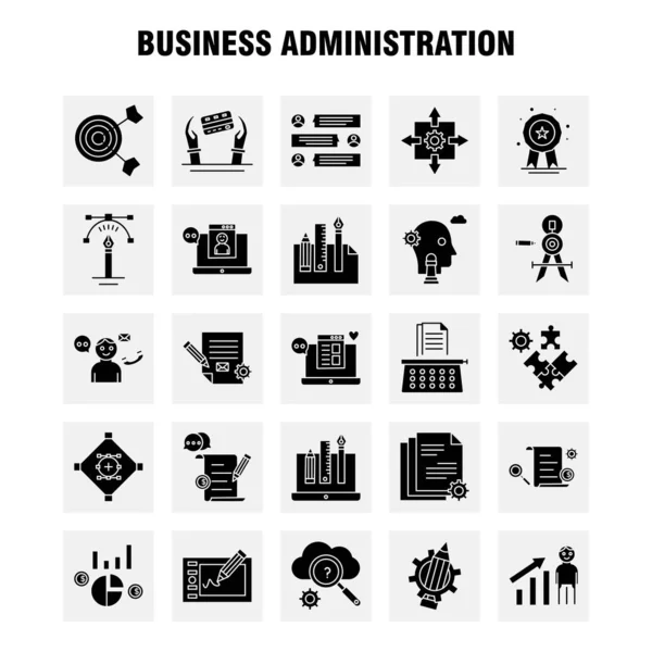 Administração Empresas Solid Glyph Icons Set Infographics Mobile Kit Print —  Vetores de Stock