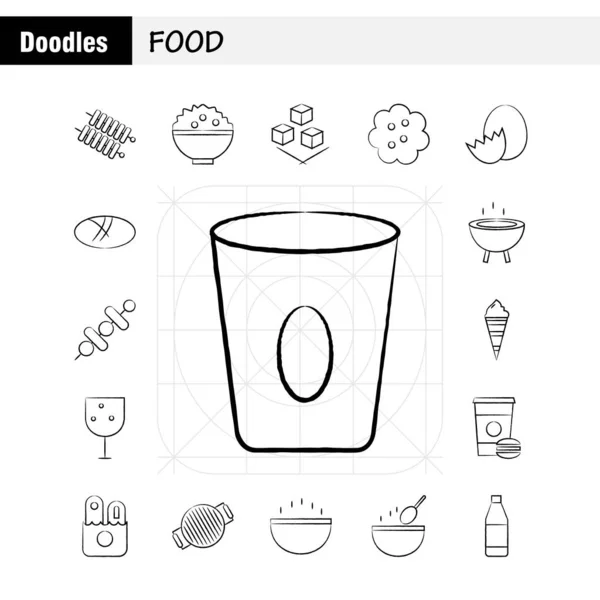 Conjunto Iconos Dibujados Mano Alimentos Para Infografías Equipo Móvil Diseño — Vector de stock