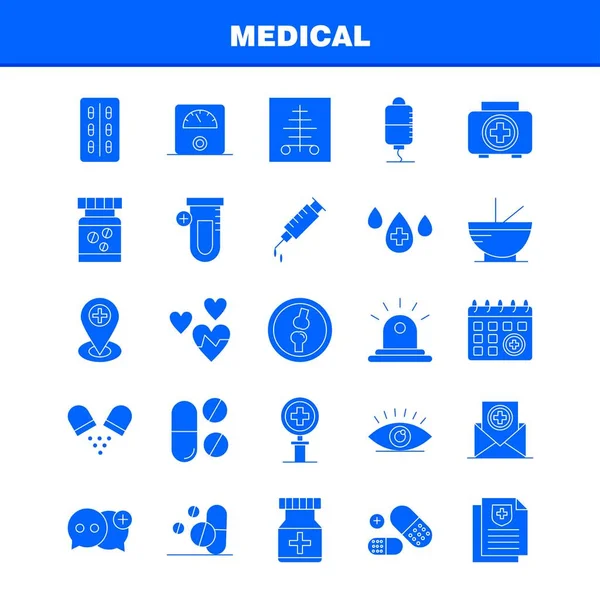 인포 그래픽, 모바일 Ux/Ui에 대 한 의료 고체 모양 아이콘 설정 키트 — 스톡 벡터