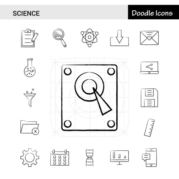 Ensemble Icônes Science Dessinées Main — Image vectorielle