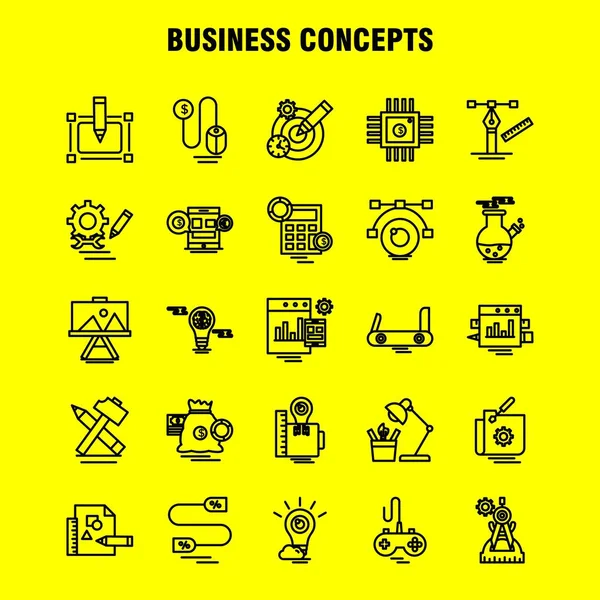 Business Concepts Line Icons Set Infographics Mobile Kit Print Design — стоковый вектор