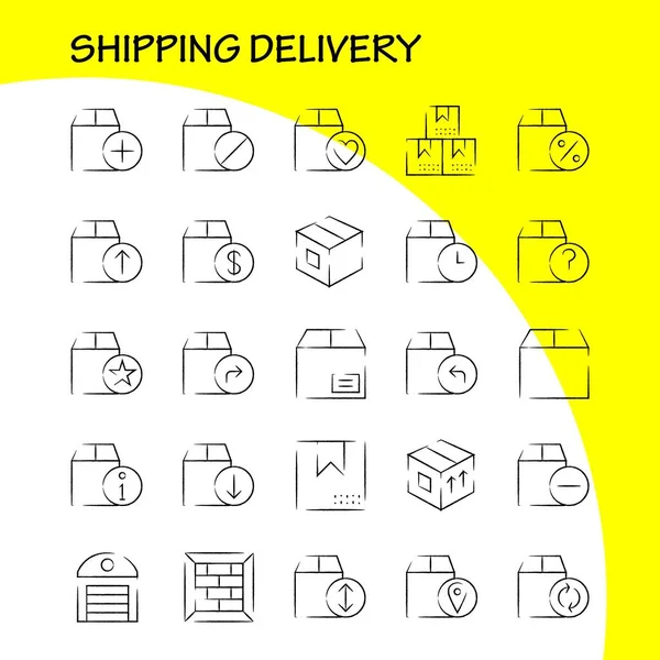 Доставка Ручной Рисунок Icon Pack Дизайнеров Разработчиков Icons Shipping Shipping — стоковый вектор