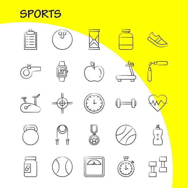 Icona Sport Disegnata Mano Web Stampa Mobile Kit Come Esempio — Vettoriale Stock