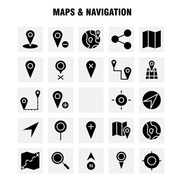 Mapas Navegação Solid Glyph Icon Pack Para Designers Desenvolvedores Ícones — Vetor de Stock