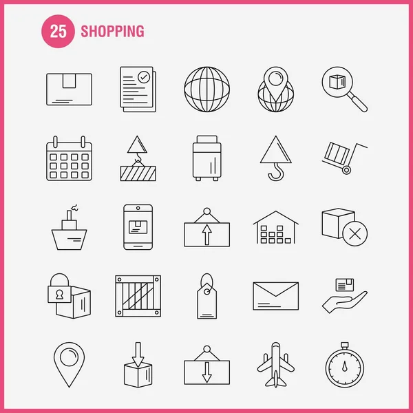 Shopping Linie Symbol Für Web Print Und Mobile Kit Wie — Stockvektor