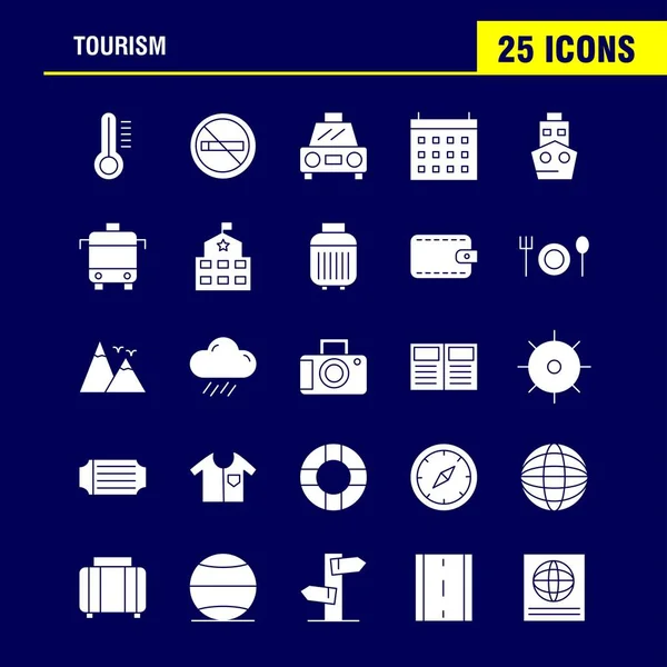 Tourismus Solides Glyph Icon Pack Für Designer Und Entwickler Symbole — Stockvektor