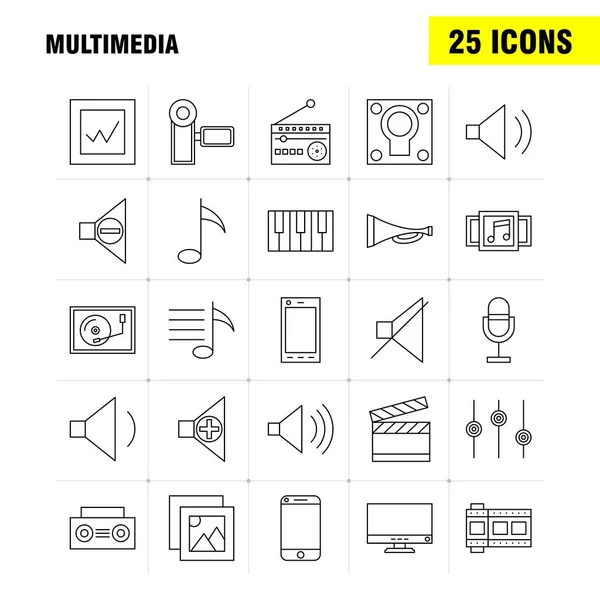 Icono Línea Multimedia Para Web Print Mobile Kit Tales Como — Archivo Imágenes Vectoriales