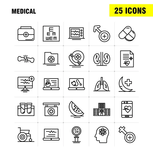 Conjunto Ícones Linha Médica Para Infográficos Kit Móvel Design Impressão —  Vetores de Stock
