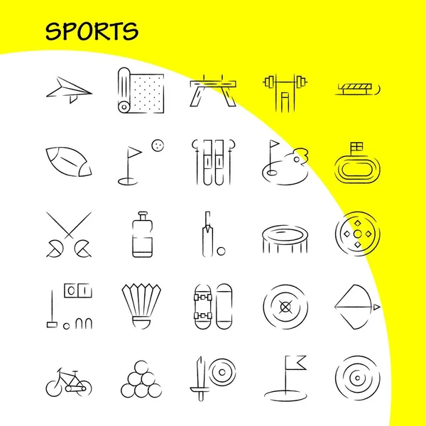 スポーツの手には デザイナーや開発者のためのアイコンをパックが描画されます アイコンのマット スポーツ スポーツ ビリヤード プール スヌーカー スポーツ ベクトル — ストックベクタ