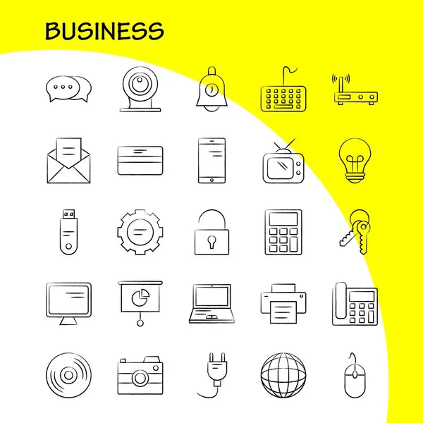 Business Hand Drawn Icon Web Print Mobile Kit Такие Математика — стоковый вектор