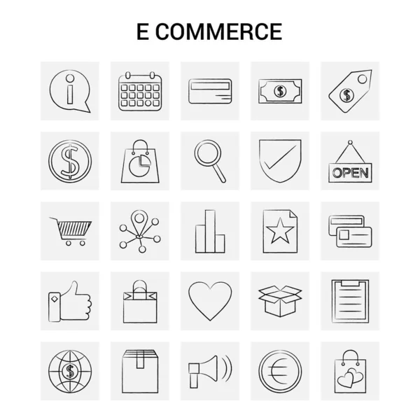 Handgezeichnete Commerce Icons Grauer Hintergrund Vektor Doodle — Stockvektor