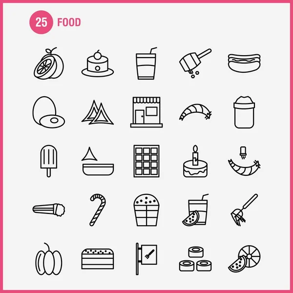 食品线图标设置信息图表 套件和打印设计 厨师帽 收藏现代信息图标志和象形文字 — 图库矢量图片