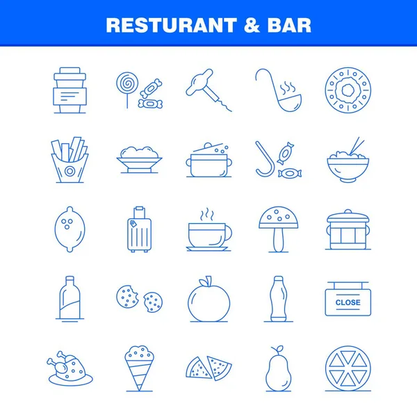 Ícone Linha Restaurante Bar Para Web Print Mobile Kit Tais —  Vetores de Stock