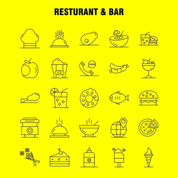 Icône Ligne Restaurant Bar Pour Web Impression Kit Mobile Tels — Image vectorielle