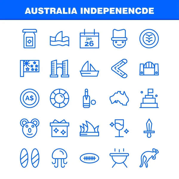 Australia Independence Line Icon Pack Progettisti Sviluppatori Icone Animali Meduse — Vettoriale Stock