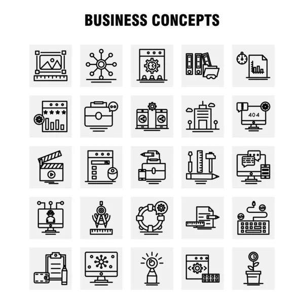 Business Concepts Line Icons Für Infografik Mobiles Kit Und Print — Stockvektor