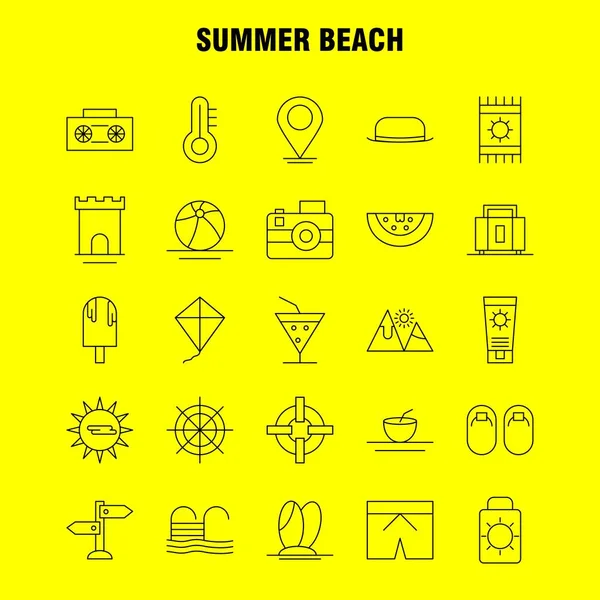 Icono Summer Beach Line Para Web Print Mobile Kit Tales — Vector de stock