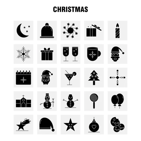 Christmas Solid Glyph Icon Web Print Mobile Kit Например Рождество — стоковый вектор