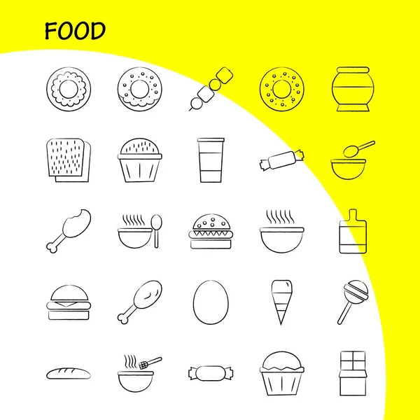Набір Іконок Боку Звернено Їжу Інфографіки Мобільні Kit Друку Дизайн — стоковий вектор