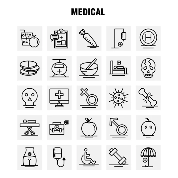 Conjunto Ícones Linha Médica Para Infográficos Kit Móvel Design Impressão —  Vetores de Stock