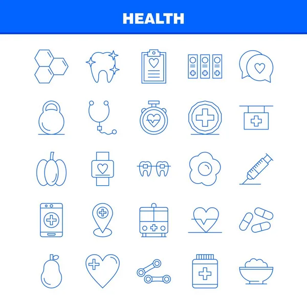 Egészségügyi Sor Ikon Weben Nyomtatás Mobil Kit Például Orvosi Heart — Stock Vector