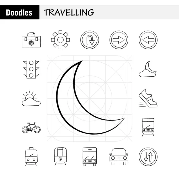 Travelling Hand Drawn Icon Web Print Mobile Kit Такие Toolbox — стоковый вектор