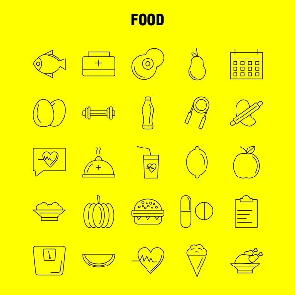 Food Line Icon Para Web Print Mobile Kit Tais Como — Vetor de Stock