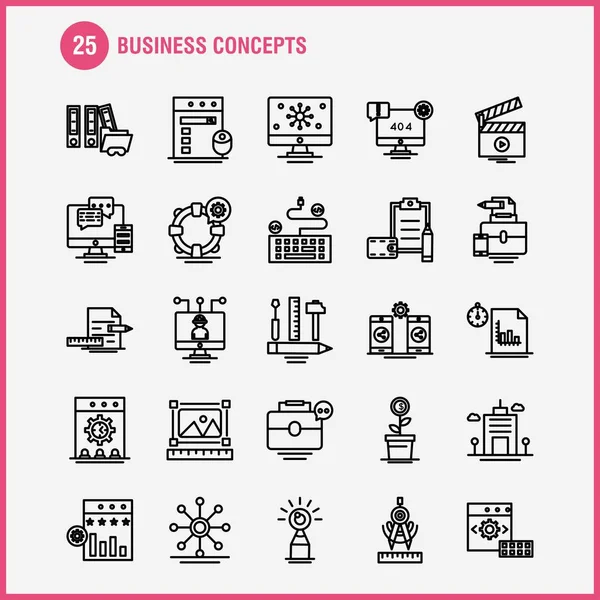 Iconos de línea de conceptos de negocio establecidos para infografías, UX móvil / UI — Vector de stock