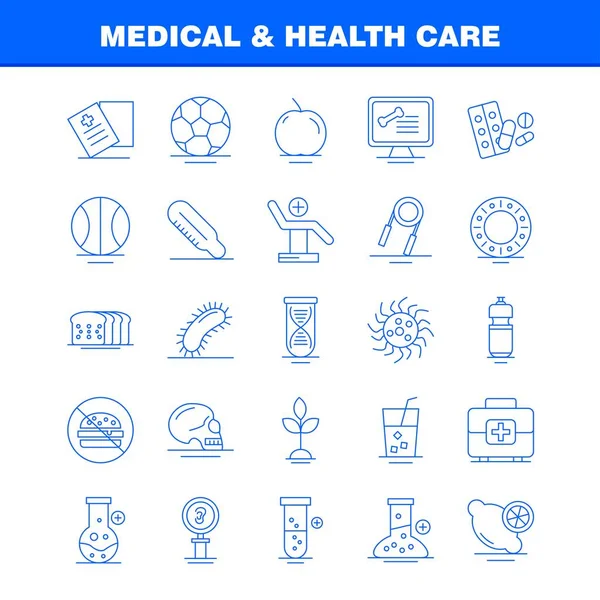 의료 및 의료 웹, 인쇄 및 모바일 Ux/U 라인 아이콘 — 스톡 벡터