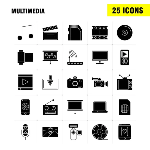 Restaurant Solid Glyph Icons Set Voor Infographics Mobiele Kit Print — Stockvector