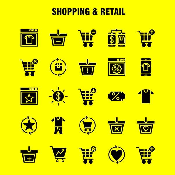 Shopping Solides Glyph Icon Pack Für Designer Und Entwickler Symbole — Stockvektor