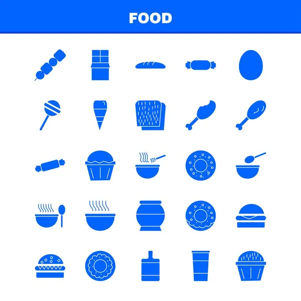 Conjunto Ícones Glifo Sólido Alimentos Para Infográficos Kit Móvel Design —  Vetores de Stock
